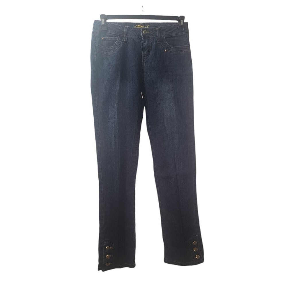 Kamikaze jeans Dark‎ Wash Denim Jeans Gold Accent Buttons Embellished Pockets